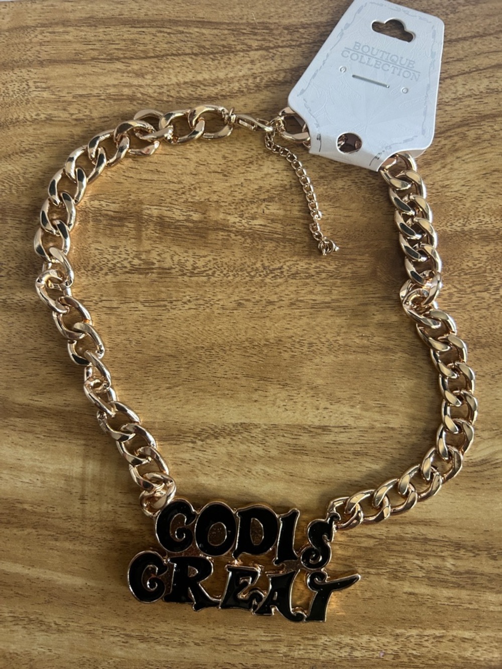 Gold 'God is Great' Statement Necklace